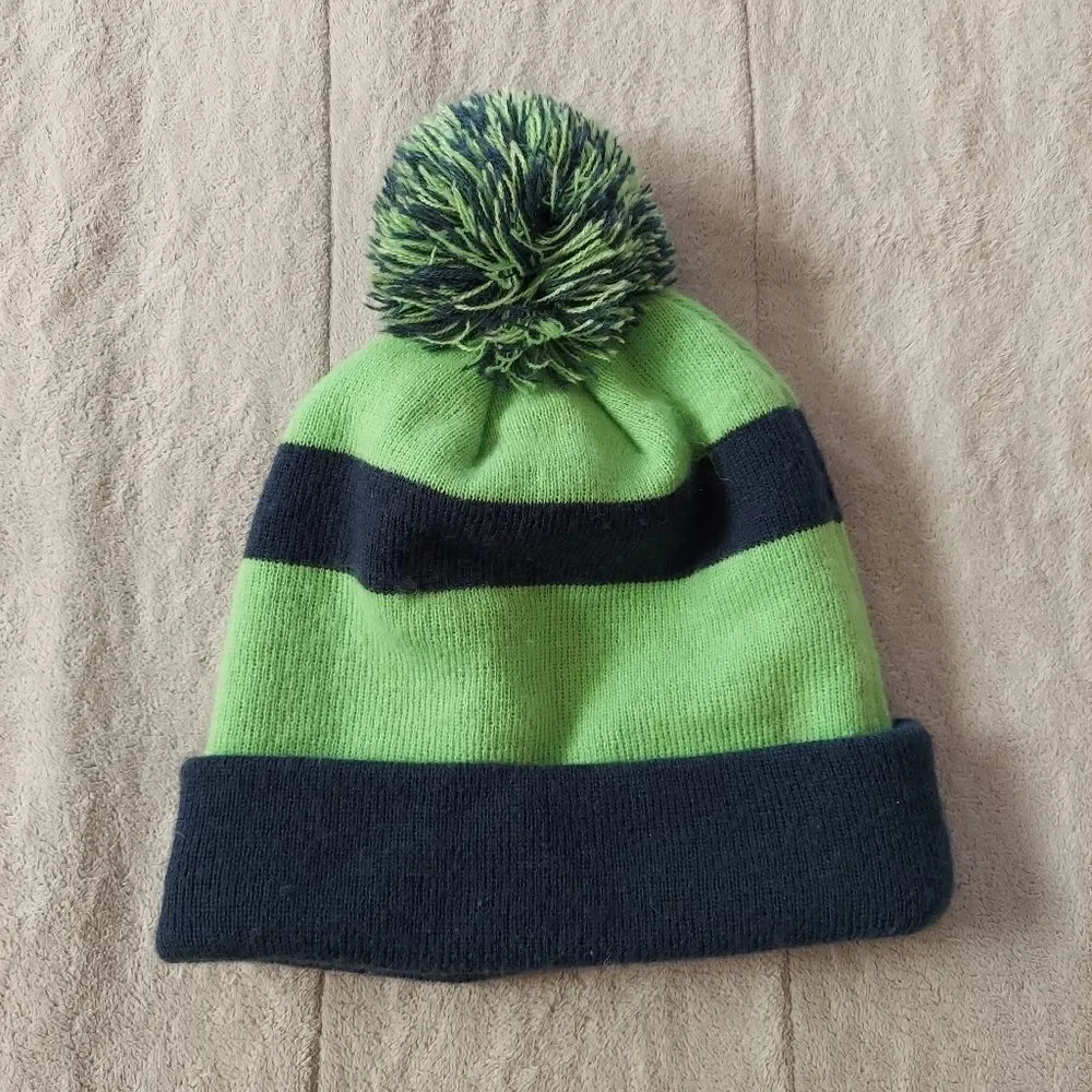 New Era Seattle Seahawks Pom Pom Beanie Hat NFL Blue Green
